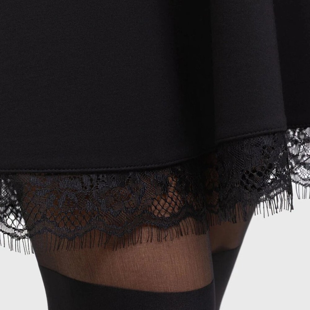 KILLSTAR Draculana Skater Dress Black Lace Trim Cutout High Neck Gothic Mini New - Picture 5 of 7